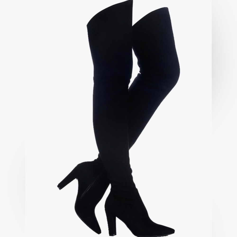 Sexy Stretch Suede Chunky Heel Over The Knee Boots Thigh High ♥️